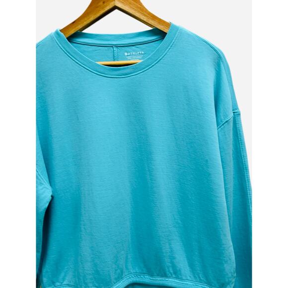 Athleta Blue Pullover‎ Sweatshirt Small Drop Shoulder Oversized Fit Cozy Lounge - Picture 2 of 8